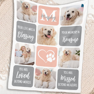 Pet Memorial Personalised Pastel Photo Collage Dog Fleece Blanket