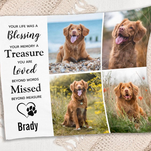 Pet Memorial Personalised Photo Collage Fleece Blanket (Creator Uploaded)