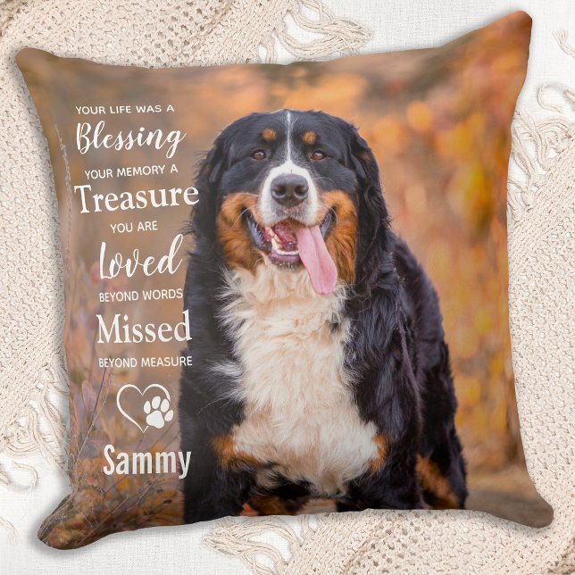 Pet Memorial Personalised Sympathy Gift Dog Photo Cushion (Creator Uploaded)