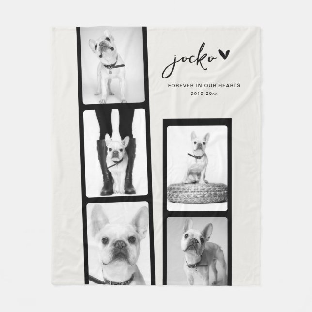 Pet Memorial Personalized Photo Strip Collage  Fleece Blanket (Front)