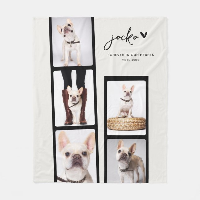 Pet Memorial Personalized Photo Strip Collage  Fleece Blanket (Front)