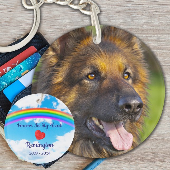 Pet Memorial Personalized Rainbow Bridge Dog Photo Key Ring (Creator Uploaded)