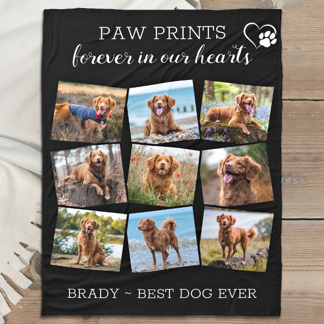 Pet Memorial Pet Loss 9 Photos Remembrance Dog  Fl Fleece Blanket (Creator Uploaded)