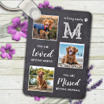 Pet Memorial Pet Loss Gift Personalised Dog Photo Key Ring<br><div class="desc">Celebrate your best friend with a custom dog memorial photo collage keychain in a rustic chalkboard slate design. This unique pet memorial dog photo collage memorial keychain is the perfect gift for yourself, family or friends to honour those loved . Quote : " In Loving Memory ... You are loved...</div>