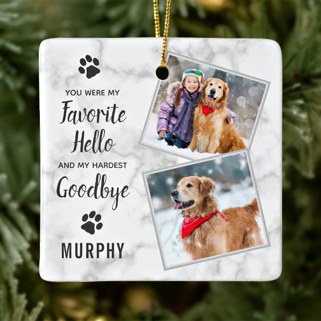 Pet Memorial Pet Loss Keepsake Dog Photo Ceramic Ornament (Creator Uploaded)