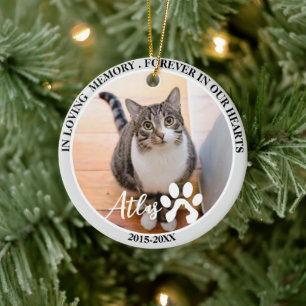 Pet Memorial Pet Loss Personalised Cat Photo Ceramic Tree Decoration