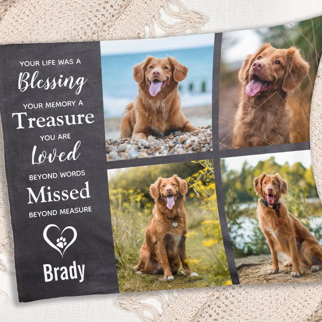 Pet Memorial Photo Collage Fleece Blanket (Creator Uploaded)