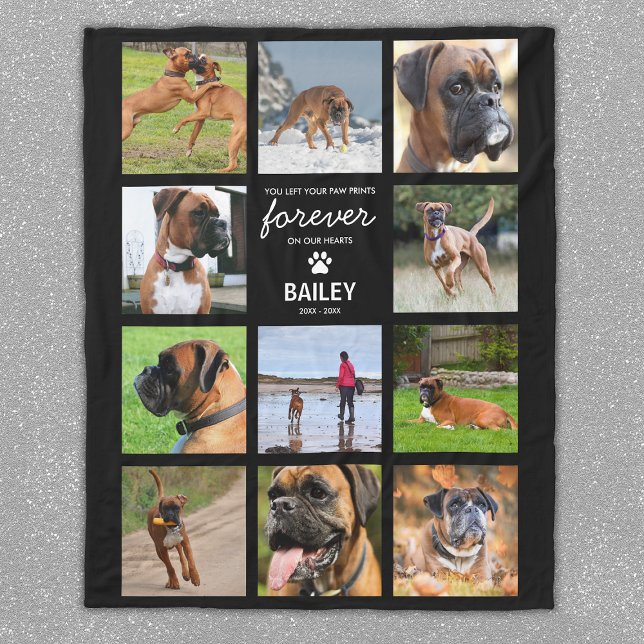 Pet Memorial Photo Collage Fleece Blanket (Creator Uploaded)