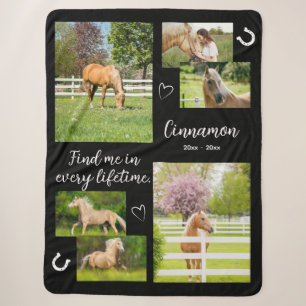 Pet Memorial Photo Collage Horse Lover Keepsake Sherpa Blanket