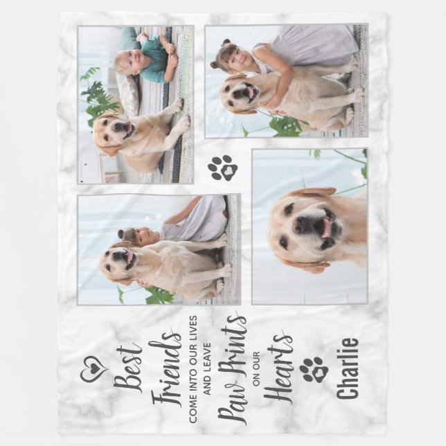 Pet Memorial Photo Collage Keepsake Fleece Blanket (Front)