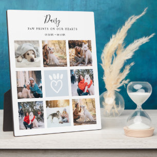Pet Memorial Photo Collage Paw Prints On Our Heart Plaque