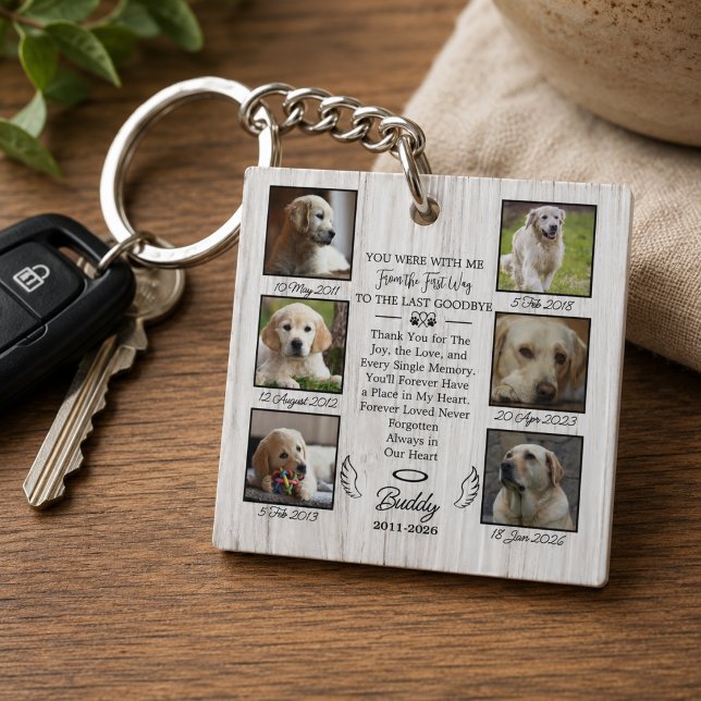 Pet Memorial Photo Collage Remembrance Keepsake Key Ring (Creator Uploaded)