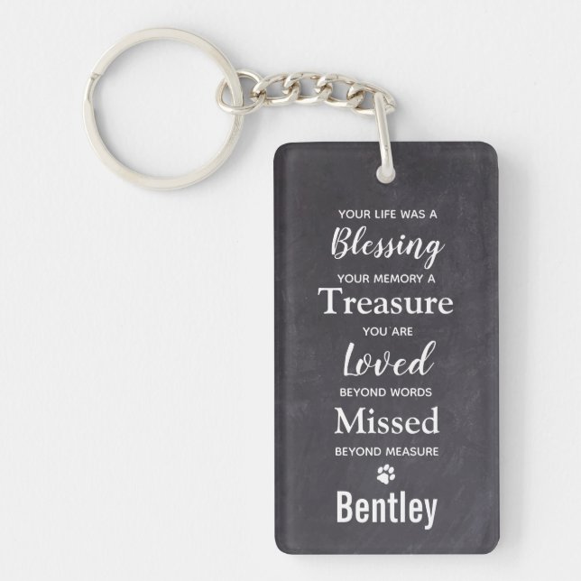Pet Memorial Photo Gift Sympathy Pet Loss Memorial Key Ring (Front)