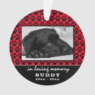 Pet Memorial Photo Paw Print Pattern Name Ornament