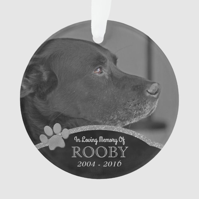 Pet Memorial Photo Paw Print Personalised Name Ornament (Front)
