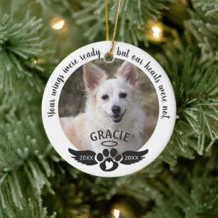Pet Memorial Photo Pawprint Heart Custom Colours Ceramic Tree Decoration