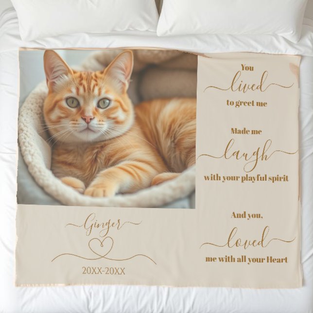 Pet Memorial Photo Sherpa Blanket (Pet Memorial Photo Sherpa Blanket-cat-me)