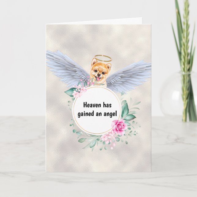 Pet memorial Pomeranian toy pom angel wings poem Card (Front)