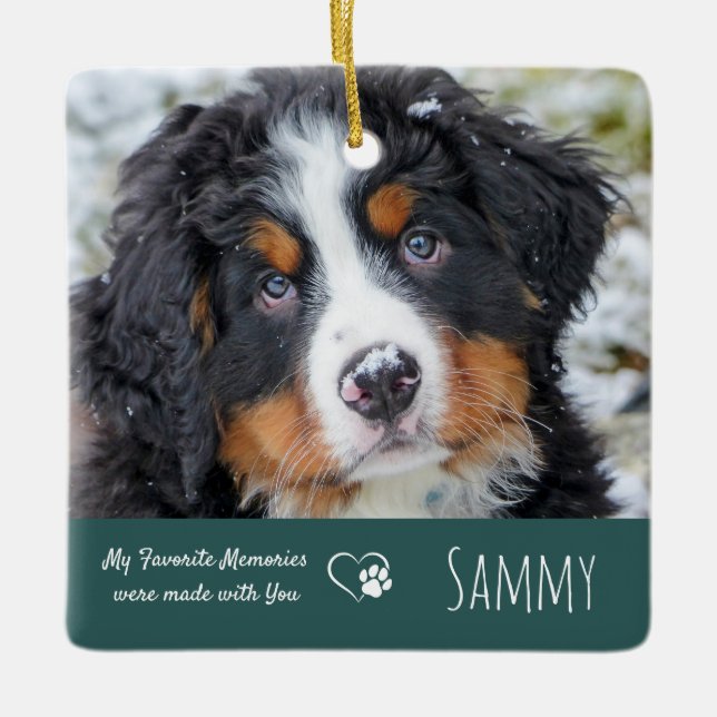 Pet Memorial Quote - Dog Photo Sympathy - Pet Loss Ceramic Ornament (Front)