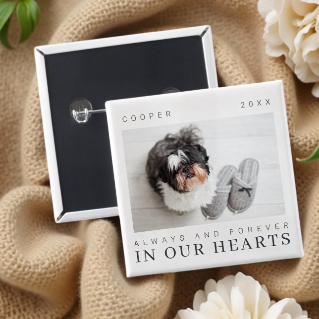 Pet Memorial Quote Simple Modern Chic Photo 15 Cm Square Badge (Creator Uploaded)