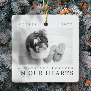 Pet Memorial Quote Simple Modern Chic Photo Ceramic Ornament