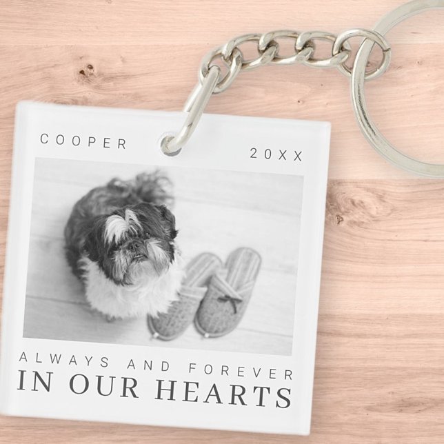 Pet Memorial Quote Simple Modern Chic Photo Key Ring (Creator Uploaded)