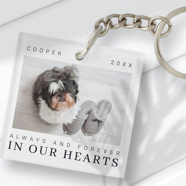 Pet Memorial Quote Simple Modern Chic Photo Key Ring (Creator Uploaded)