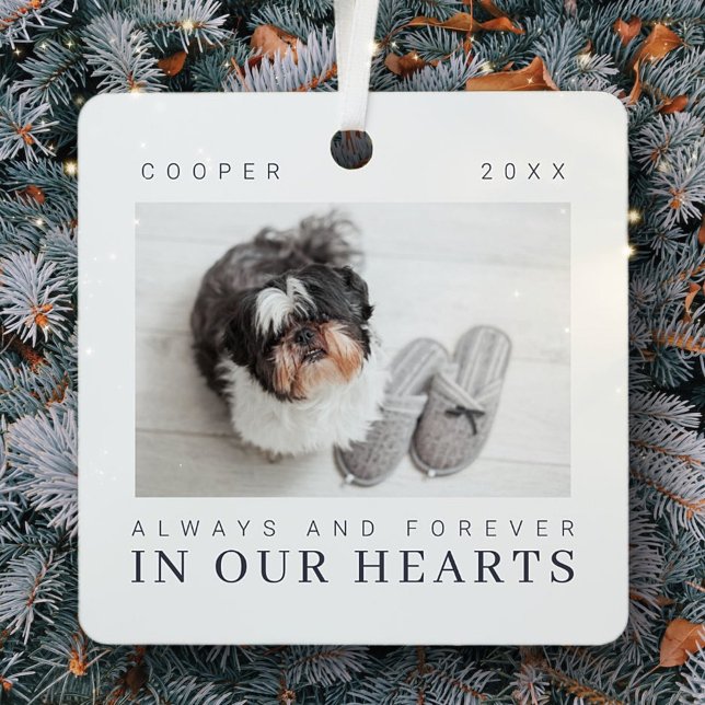 Pet Memorial Quote Simple Modern Chic Photo Metal Tree Decoration (Creator Uploaded)