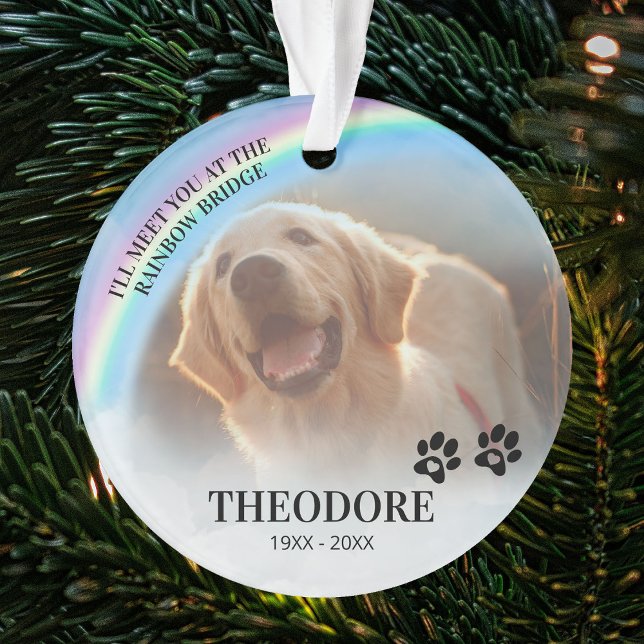 Pet Memorial Rainbow Bridge Photo Christmas Ornament (Creator Uploaded)