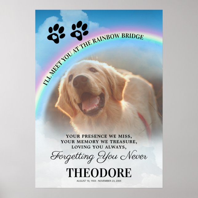 Pet Memorial Rainbow Bridge Photo Poster (Front)
