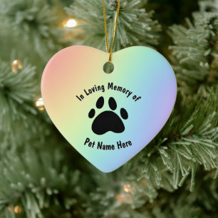 Pet Memorial Rainbow Heart Ceramic Tree Decoration