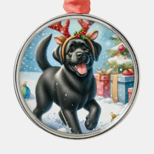 Pet Memorial Red Buffalo Plaid Keepsake Dog Photo Metal Tree Decoration