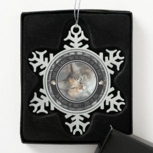 Pet Memorial Remebrance One Photo Snowflake Pewter Christmas Ornament