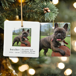 Pet Memorial Remembrance Photo Square  Ceramic Ornament