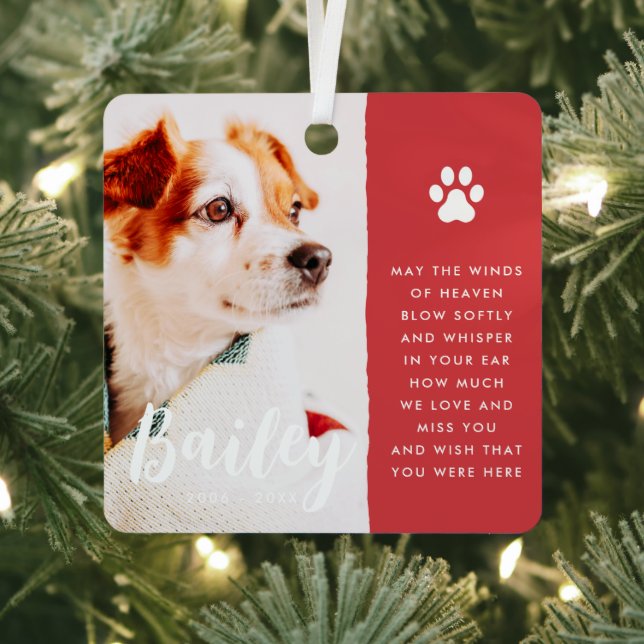 Pet Memorial Remembrance Quote Modern Simple Photo Metal Tree Decoration (Insitu)