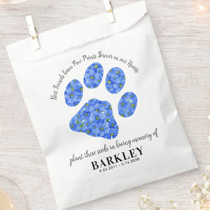 Pet Memorial Seed Packet Paw Print Forget Me Knot Favour Bags