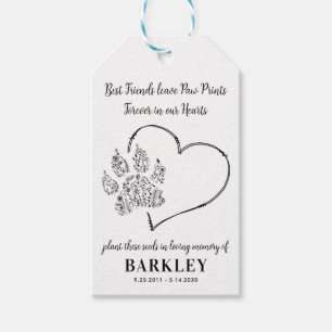 Pet Memorial Seed Packet Paw Print Wildflowers Gift Tags