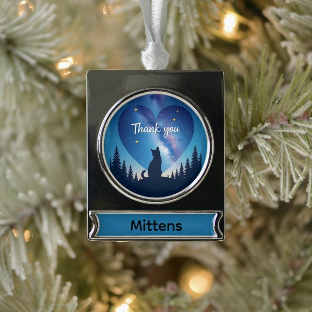 Pet Memorial Silver Plated Banner Ornament (Tree)