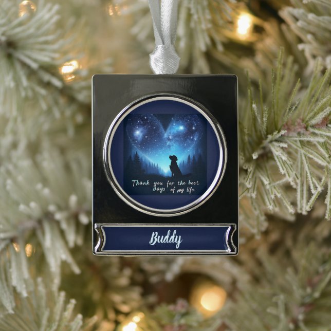 Pet Memorial Silver Plated Banner Ornament (Tree)