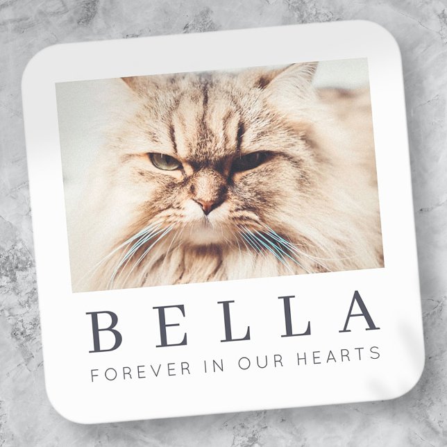 Pet Memorial Simple Modern Chic Family Photo Square Sticker (Creator Uploaded)