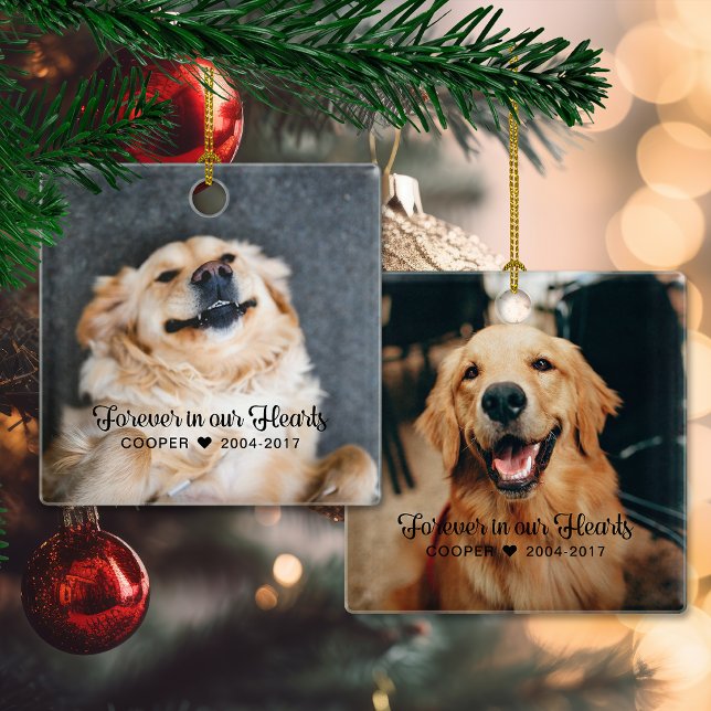 Pet Memorial Sympathy 2 Photo Ceramic Ornament (Pet Memorial Sympathy 2 Photo Ceramic Ornament)