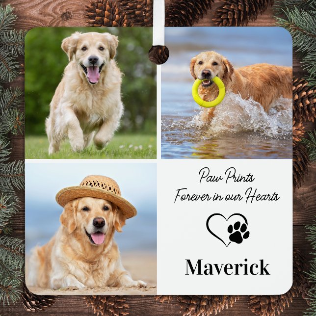 Pet Memorial Sympathy Personalised 3 Photo Collage Metal Tree Decoration (Creator Uploaded)