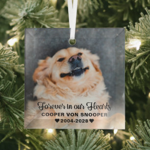 Pet Memorial Sympathy Photo Glass Tree Decoration