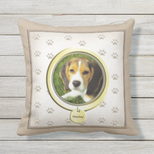 Pet Memorial with Gold Tag Outdoor Cushion