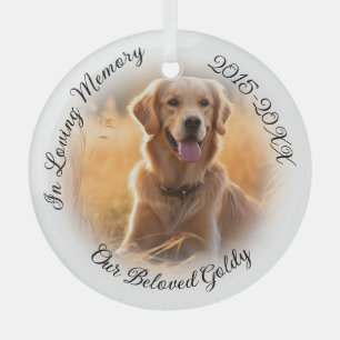 Pet Memorial With Soft White Photo Vignette Glass Tree Decoration