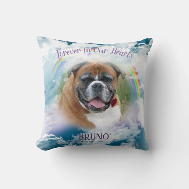 Pet Memorial YOUR PET PHOTO Forever in Our Hearts Cushion (Front)