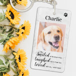 Pet Memorials Keepsake Dog Key Ring<br><div class="desc">Celebrate your best friend with a custom pet dog memorial keychain . This is the perfect gift for yourself, family or friends to honour those loved . We hope your photo keychain will bring you joy, peace, and happy memories . Quote : " You Smiled with your eyes , Laughed...</div>