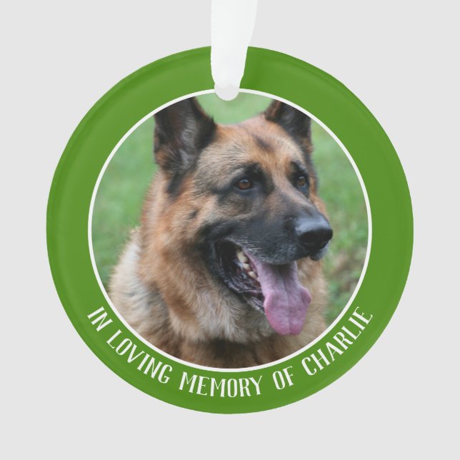 Pet memoriam, in loving memory of your dog, green  ornament (Front)