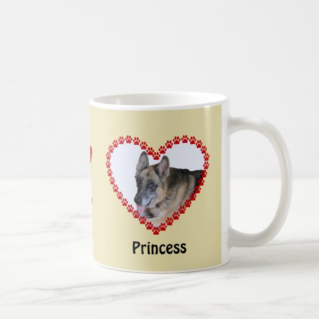 Pet memory custom name and photo paw prints coffee mug (Right)