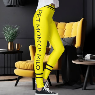 Pet Mum Cat Name Yellow Black Stripes Customised Leggings